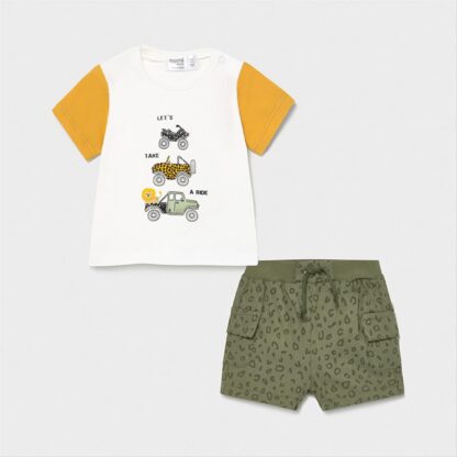 Mayoral Σετ παντελόνι κοντό μπλούζα Κίτρινο 21-01218-063