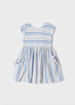 MAYORAL Φόρεμα σταμπωτό με λινό και TENCEL™ Lyocell κορίτσι μπλε ριγέ 23-03922-032