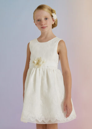 ABEL & LULA Φόρεμα οργάντζα κεντητό Λευκό 23-05022-096