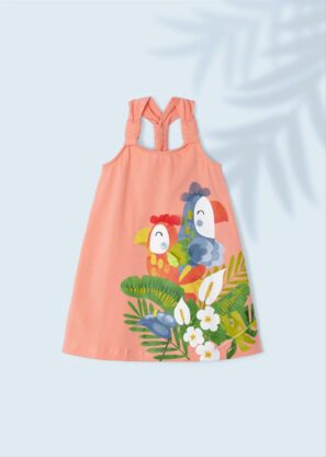 MAYORAL Φόρεμα με απλικέ από βιώσιμο βαμβάκι κορίτσι Ροδακινί 23-03944-033