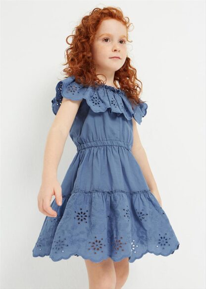 MAYORAL Φόρεμα με σχέδιο διάτρητο από βαμβάκι κορίτσι μπλε ριγέ 23-03929-087