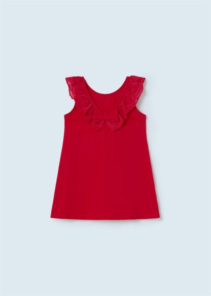 MAYORAL Φόρεμα συνδυασμένο με βολάν από βαμβάκι baby Κόκκινο 23-01965-58