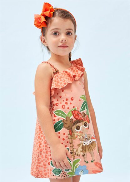 MAYORAL Φόρεμα ασύμμετρο από βιώσιμο βαμβάκι κορίτσ Ροδακινί 23-03935-011