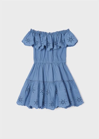 MAYORAL Φόρεμα με σχέδιο διάτρητο από βαμβάκι κορίτσι μπλε ριγέ 23-03929-087