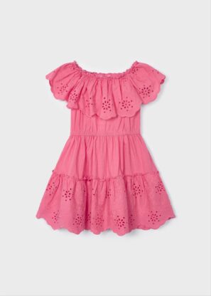 MAYORAL Φόρεμα με σχέδιο διάτρητο από βαμβάκι κορίτσι ροζ φουξια 23-03929-089